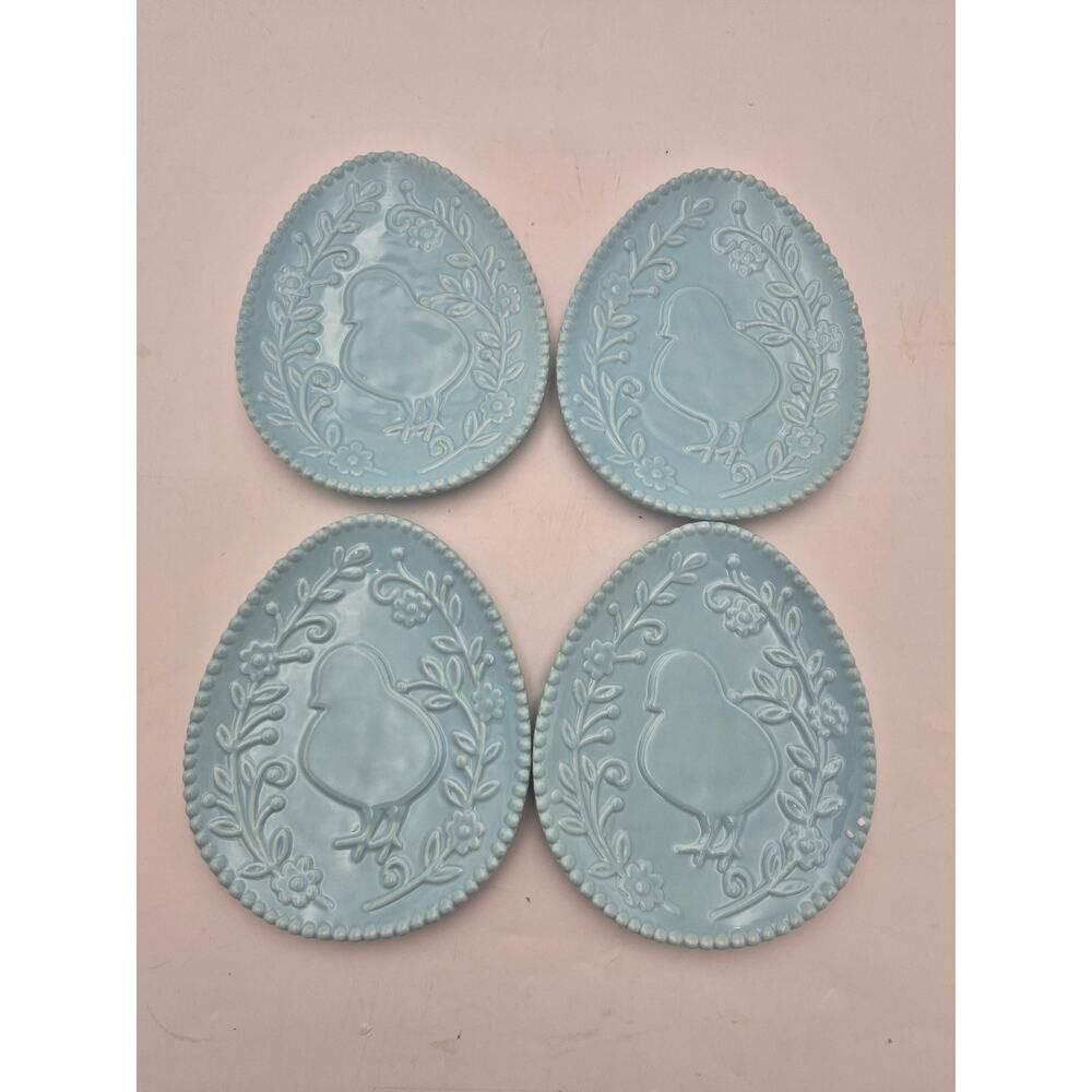 Ceramic Egg-Shaped Plates By Valerie Parr- Blue‎ NIB
